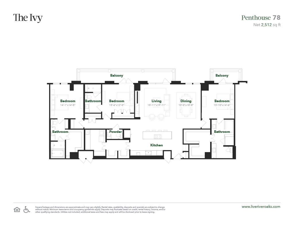 Floor plan for 3 beds, 3.5 baths, 2512 sqft